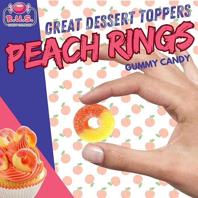 Peach Ring Gummies 4.5 lbs Bulk Bag – Fruity Gummy Candy – Fresh, Soft & Chewy – Party, Snack, Candy Buffet – by RUS Candy Company (Peach)