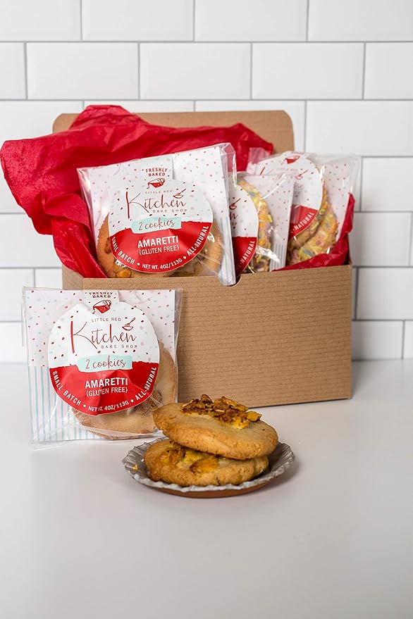Fresh Baked Amaretti Cookies - 1 dozen - Gourmet Gift Box – Gifts For Men & Women – Soft Cookies - Little Red Kitchen Bake Shop