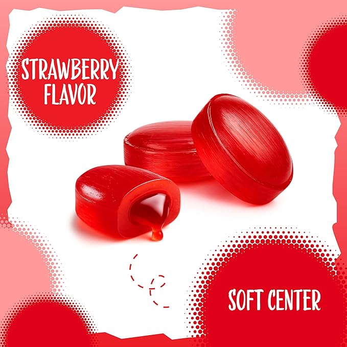 Strawberry Bon Bons Candy | 2 Pound Bag | Individually Wrapped Old Fashioned Hard Candies | Filled Retro Candy for Buffets, Party Favors, Reception & Office Jars