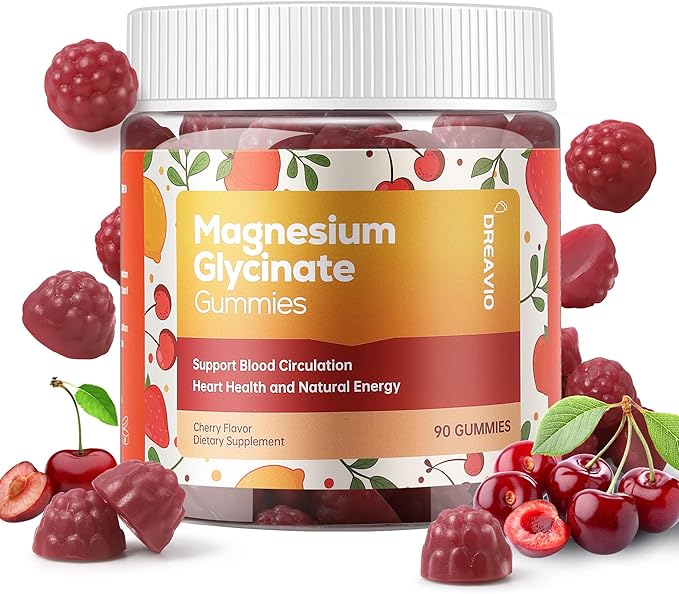 DREAVIO 90 Count Magnesium Glycinate Gummies 400mg w/Ashwagandha Supplement - Sugar Free Zinc Magnesium Glycinate Supplement Ashwagandha Gummies for Adults