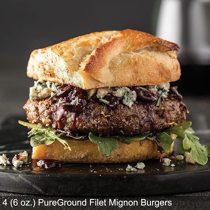 Omaha Steaks Premier Steakhouse Gift Bundle (4x Butcher's Cut Filet Mignons, 4x PureGround Filet Mignon Burgers, 4x Individual Scalloped Potatoes, 4x Individual Chocolate Souffles, 1 jar Omaha Steaks