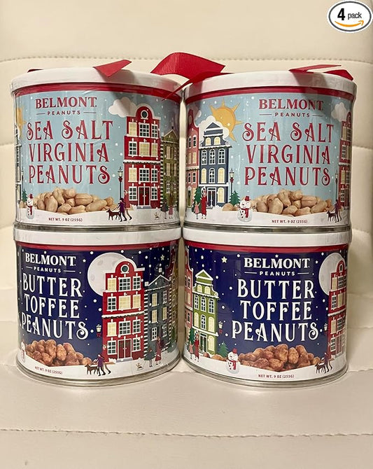 Holiday Edition Peanuts Twin Pack Mix – 9 oz Sea Salted Premium Virginia Peanuts & 9 oz Butter Toffee Peanut, Festive Gourmet Snack Gift Set