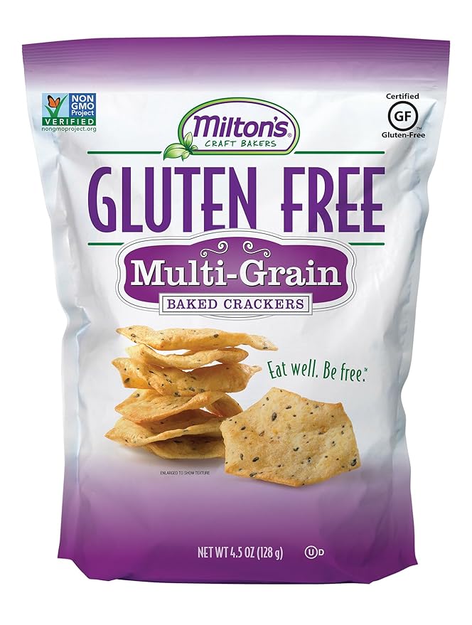 Milton’s Gluten Free Crackers Variety Bundle (Crispy Sea Salt, Multi-Grain, Everything) - Baked Crackers, Non-GMO Project Verified, Kosher, Whole Grain, Certified Gluten Free - 2 of Each, Pack of 6