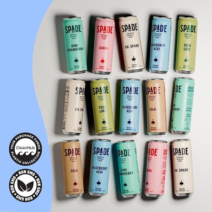 Spade Soda Unique Variety 12 Pack, Premium All-Natural, No Sugar, No Calories, Electrolytes, Magnesium, Potassium, Healthy Non GMO, Sweet Quality Stevia, No Artificial Sweeteners, Great Taste, Bold Taste