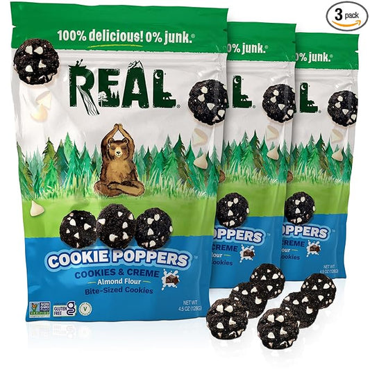 REAL Cookies and Creme Mini Cookie Poppers – Bite-sized Gluten Free Semi Soft Baked – Dairy Free, Vegan, Kosher, Paleo – Delicious Cookies and Creme (4.5 oz, 3 Pack)