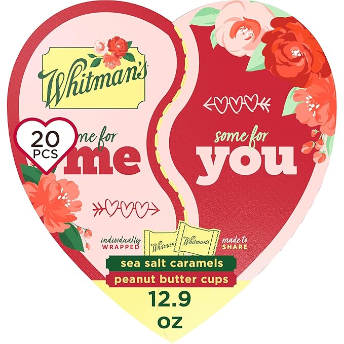 WHITMAN'S Valentine's Day Best Friends Forever Heart Milk & Dark Chocolate Candy Gift Box, 12.9 oz.