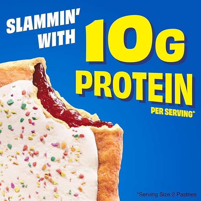Pop-Tarts Protein Toaster Pastries, 10g Protein, Slammin' Strawberry (96 Pop-Tarts)