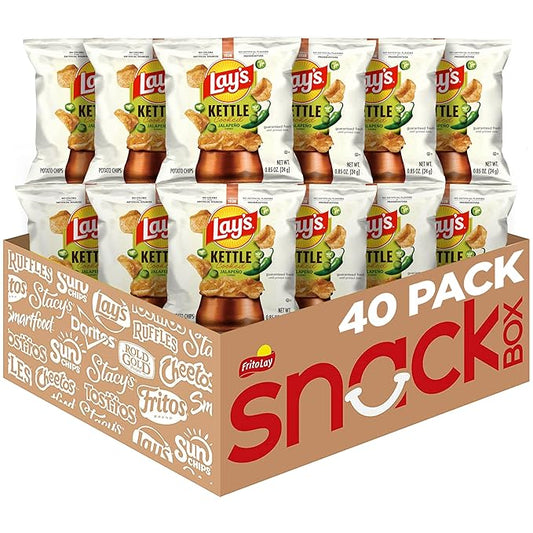 Lay's Kettle Cooked Potato Chips, Jalapeno, 0.85 Ounce (Pack of 40)