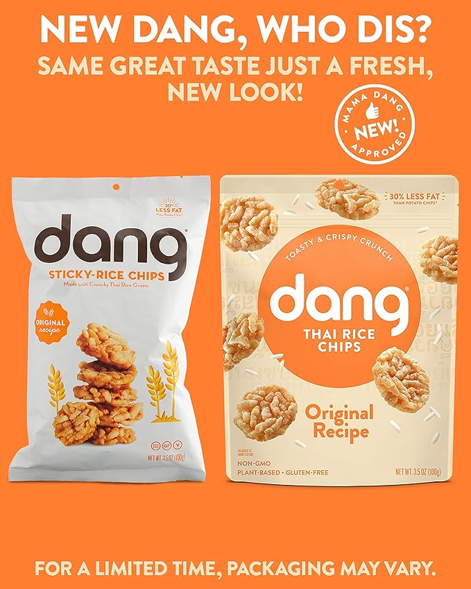 DANG Sticky Rice Chips | Original | 12 Pack | Vegan, Gluten Free, Non Gmo Rice Crisps, Healthy Snacks Made With Whole Foods | 3.5 Oz Bags