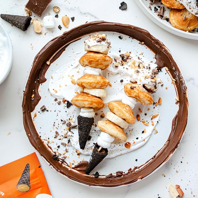 Muddy Bites Waffle Cone Snacks Bite Sized Chocolate Filled Cones for Dessert, Ice Cream Topping, Premium, Kosher(Peanut Butter Chocolate, 8 Bags)
