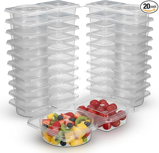 20 Pack Reusable Snack Containers with Lids – Snack Tray & Portion Control Containers, Lunch Accessories for Kids, Fruit Containers for Lunch Box, Perfect for School Lunch & Meal Prep