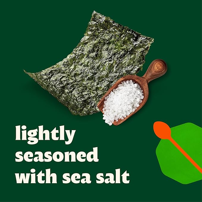 Bibigo Seaweed Snack, Sea Salt Flavor, Non GMO, Gluten Free, 0.35 Ounces (Pack of 12)