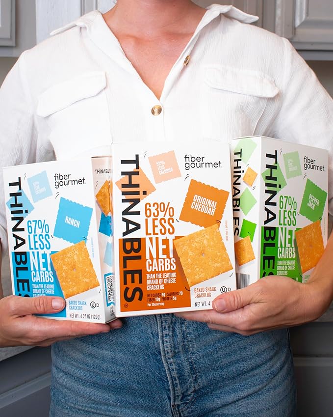 Fiber Gourmet Ranch Thinables Baked Cheese Crackers - Healthy Keto Crackers, Low Calorie High Fiber Snack, 6g Net Carbs, 70 Calories, 13g Fiber, 5g Protein - 4.25 Ounce (pack of 1)