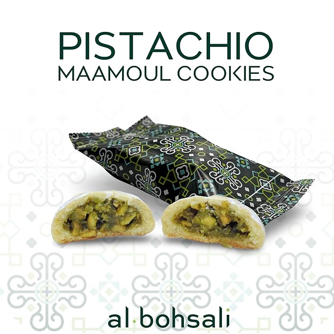 Al Bohsali Assorted Maamoul Cookies – Pistachio, Walnut & Date Filled Shortbread | 24-Piece Mediterranean Pastry Assortment