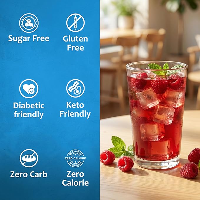 Syruvia Sugar Free Raspberry Tea Flavored Syrup for Drinks, Cocktails, Lemonades, Iced Teas and Desserts – 25.4 fl oz