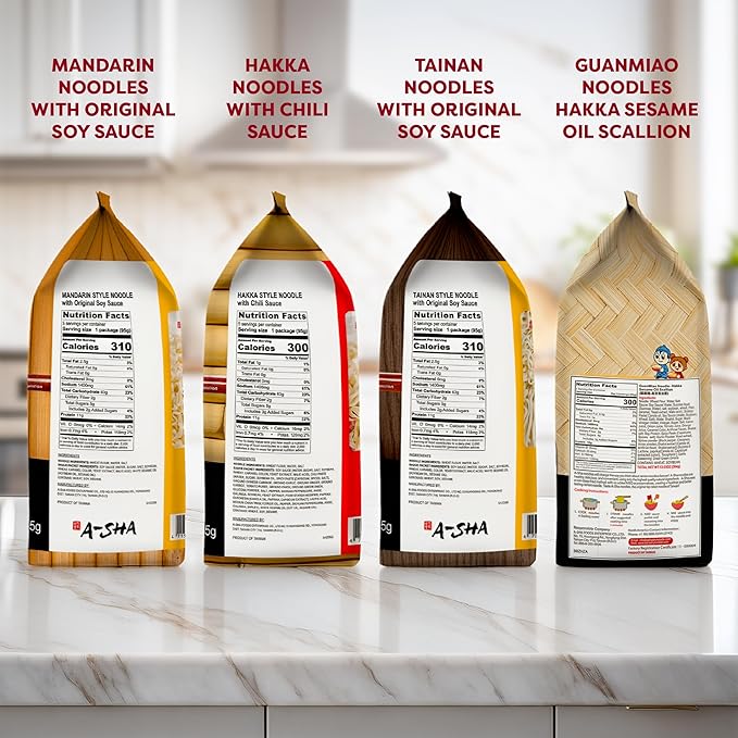 A-Sha Healthy Asian Instant Noodles with Sauce Pack | Best Sellers Variety Bundle | Vegan, Air Dried, High Protein | Great For Ramen, Stir Fry, Wok | 4 Flavors, 19 Packs