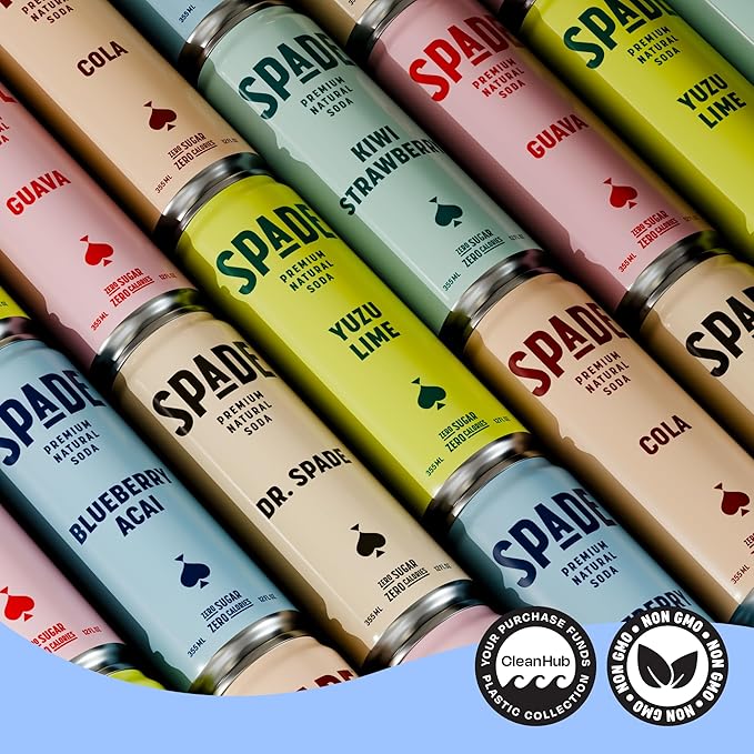 Spade Soda Blueberry Acai 12 Pack, Premium All-Natural, No Sugar, No Calories, Electrolytes, Magnesium, Potassium, Healthy Non GMO, Sweet Quality Stevia, No Artificial Sweeteners, Great Taste, Bold Taste
