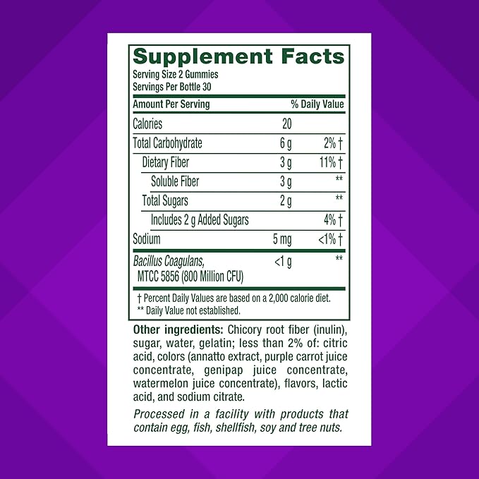 vitafusion Probiotic + Prebiotic Fiber Gummies for Adults, Probiotic Supplement with Prebiotic Fiber to Support Gut Health and Provide Good Bacteria (1), Cherry Berry Citrus Rush Flavor, 60 Count