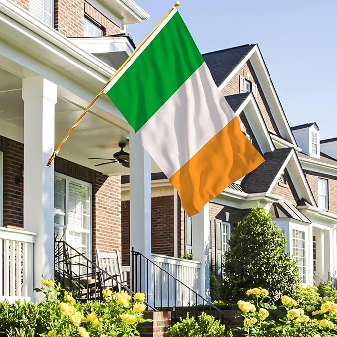 AhfuLife Irish Flag 3x5 Ft 4 PCS, Large Ireland Flag for St Patrick's Day Decorations - Double Side with Brass Eyelets, World Cup Bar Garden Street Decoration Indoor Outdoor