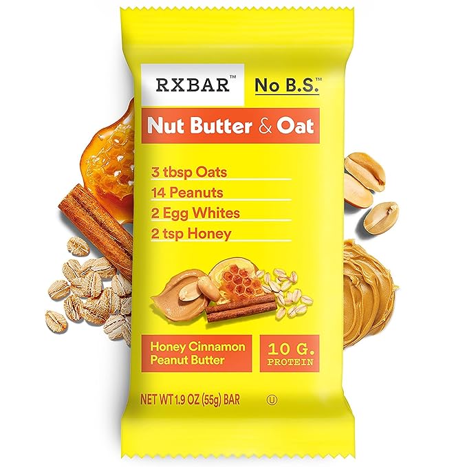 RXBAR Nut Butter and Oat Protein Bars, Protein Snacks, Honey Cinnamon Peanut Butter (6 Boxes, 30 Bars)