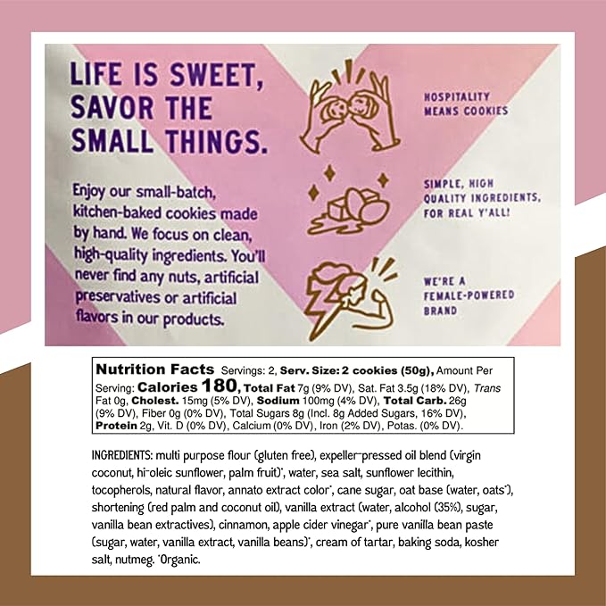 Bell's Reines Gluten Free, Vegan Snickerdoodle Cookies, Soft Gourmet Small Batch, Healthy Snacks, Bakery Fresh 4 Cookie Snack Packs, 3-Pack