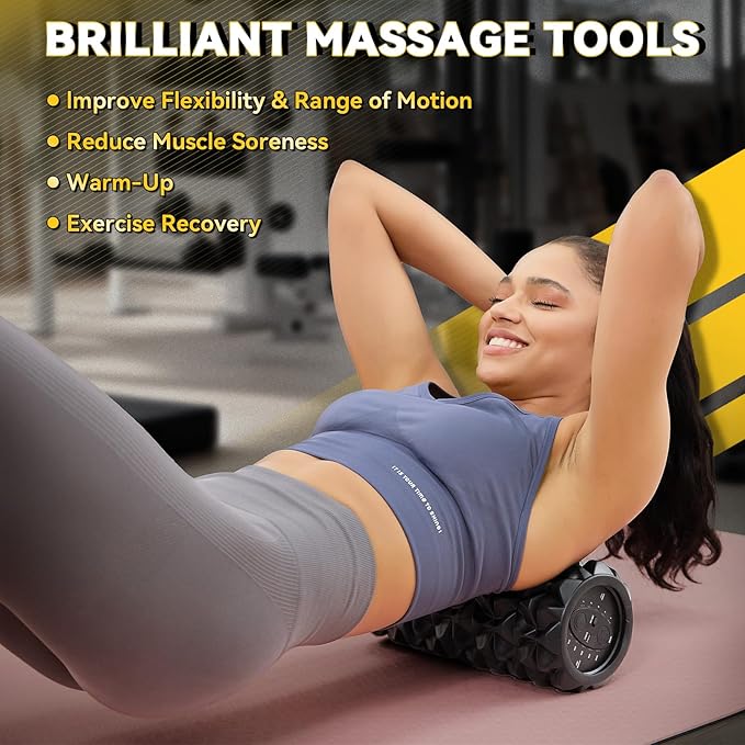 LTHTRADE Vibrating Foam Roller, High Density Massage Muscle Roller Back Roller Foam for Back Pain Relief & Muscle Recovery and Physical Therapy, 5-Speed Rechargeable Exercise Roller, 2 Modes