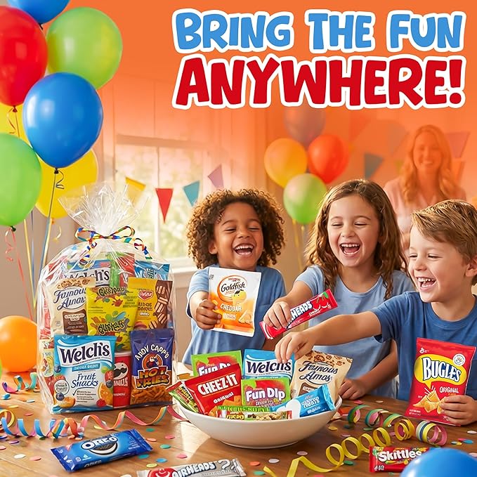 Snacks Gift Box Variety Pack Care Package (50 Count) - Assorted Individual Snacks Gift Basket - Cookies & Chips for Adults, Kids, College Students - Birthday, School, Office, & Travel Sampler