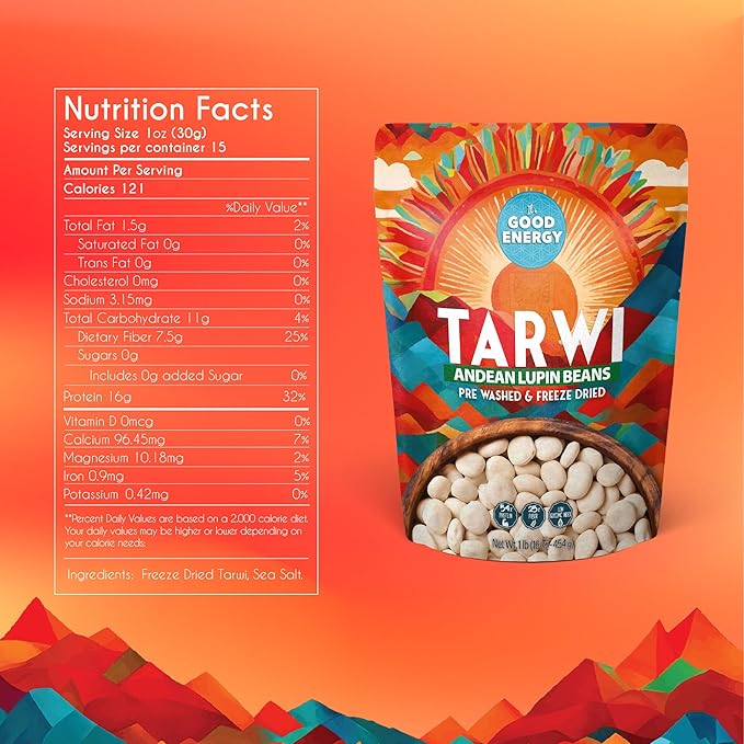 Tarwi Snack | Naturally Activates Body's Glp 1 Response | Reduces Hunger | Stabilizes Sugar | High Protein and Fiber | Just 1 Natural Ingredient | Plant-Based Vegan Snack | Keto Superfood |16oz Pouch