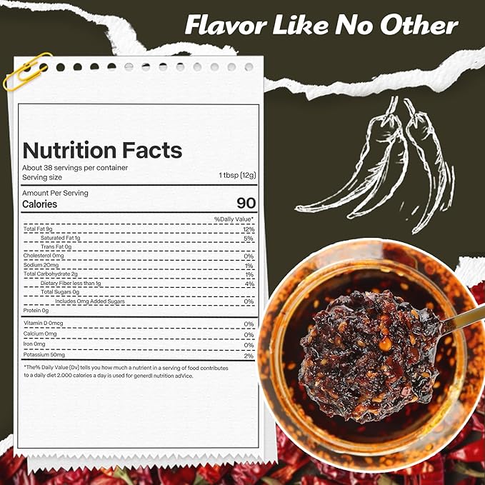 Kah's Journey Xtra Spicy Original Szechuan Chili Oil - 15.87oz (450g) Spicy Chili Crisp, Vegan, Sugar Free Hot Sauce, Great for Noodles, Dumplings, Vegetables, Meats