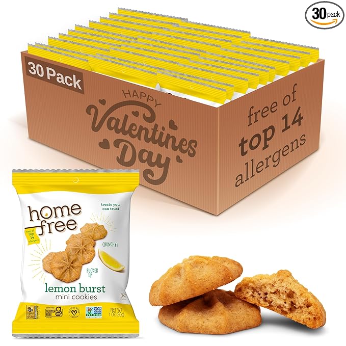 Homefree Treats You Can Trust Gluten Free Mini Cookies, Single Serve, Lemon Burst, 1.0 Ounce (Pack of 30)…