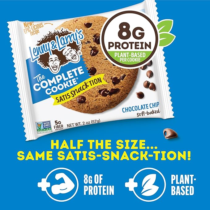 Lenny & Larry's Complete Protein Cookie, [Chocolate Chip], Chewy Soft Baked, 16g Plant Protein, Vegan, Non-GMO, High Fiber, [2 Ounce] Cookie (Pack of 12)