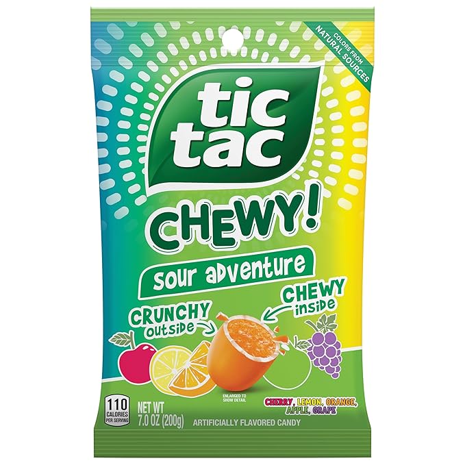 TIC TAC CHEWY! Sour Adventure, Sour Candy, Fruity Chewy Candy, 7 oz (Packaging May Vary)