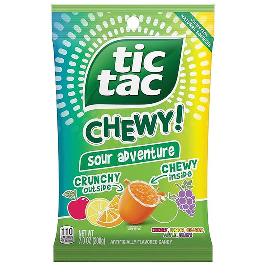 TIC TAC CHEWY! Sour Adventure, Sour Candy, Fruity Chewy Candy, 7 oz (Packaging May Vary)