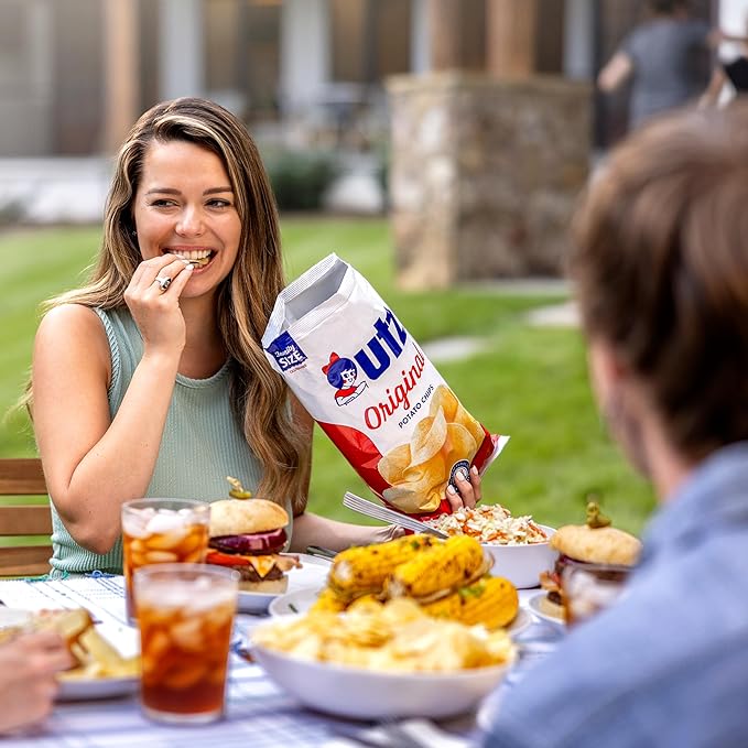 Utz Original 1 Oz Bags, 42 Count Crispy Potato Chips Made from Fresh Potatoes, Crunchy Individual Snacks to Go, Cholesterol Free, Trans-Fat Free, Gluten Free Snacks