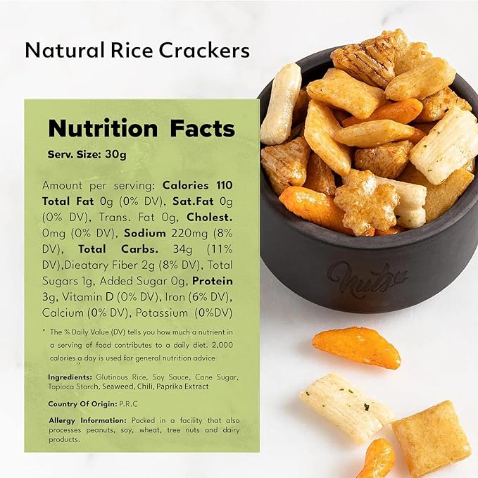 NUTS U.S. - Oriental Rice Crackers | No Artificial Colors or Flavors | Crunchy | Natural | Packed in a Resealable Bag (1 LB)