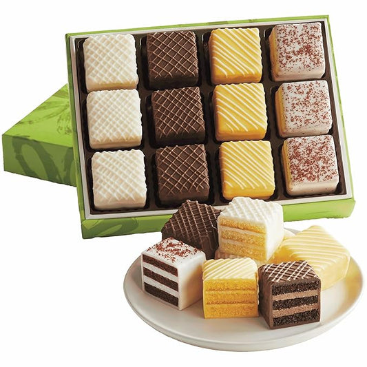 The Swiss Colony 12-pc. Celebration Cake Sampler - 9 1/4 oz. of Gourmet Petits Fours Cakes, Red Velvet and Assorted Layer Cakes, Perfect Dessert for Special Celebrations