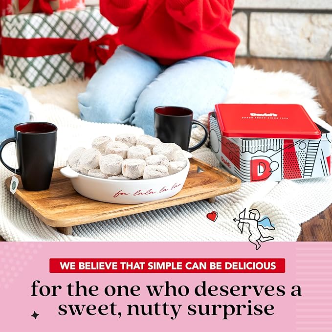 David’s Cookies Butter Pecan Meltaways Flavored Cookies With Crunchy Pecans In A Beautiful Love Tin Gift Box 2Lbs - Deliciously Soft & Melt In Your Mouth Cookies - Gourmet Cookies Gift for Valentine's