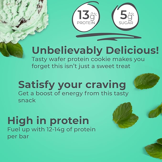 Power Crunch Protein Wafer Bars, High Protein Snacks with Delicious Taste, Chocolate Mint, 1.4 Ounce (12 Count) (Pack of 2)
