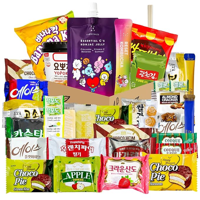 Korean Snack Box 38 Count - Variety of Individually Wrapped Korean Snacks with Chips, Sweets and Tteokbokki for Kids, Children, College Students and Adults. Gift Box for K-Food Lovers - Journey of Korea