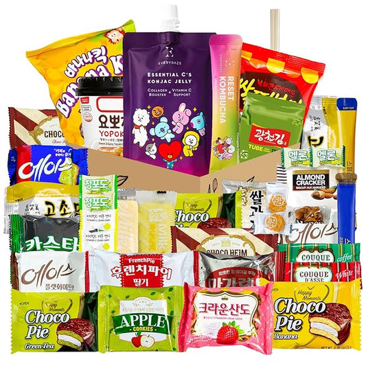 Korean Snack Box 38 Count - Variety of Individually Wrapped Korean Snacks with Chips, Sweets and Tteokbokki for Kids, Children, College Students and Adults. Gift Box for K-Food Lovers - Journey of Korea