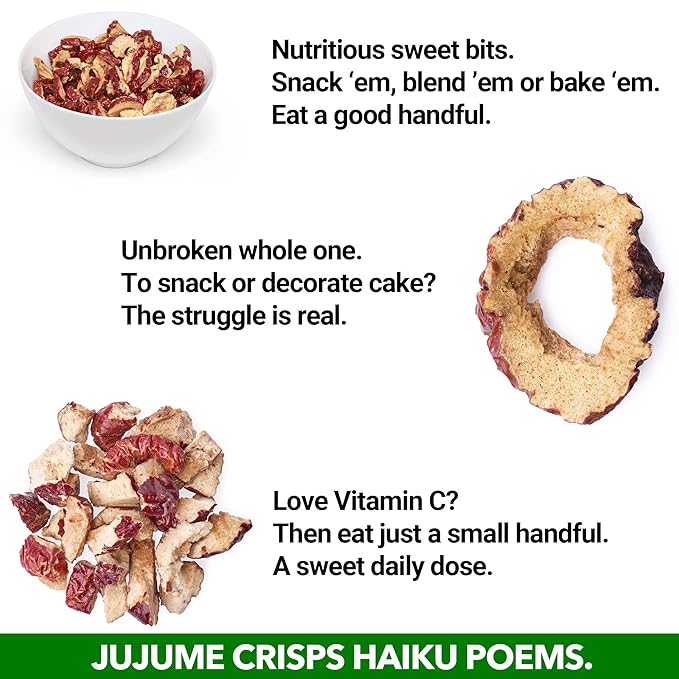 USDA Organic California Grown Pure Jujube Product | JUJUME Crisps | Sweet Jujube Chips | ZERO Added Sugar or Preservatives | All-Natural Healthy Snack | 20-pack 3oz bags