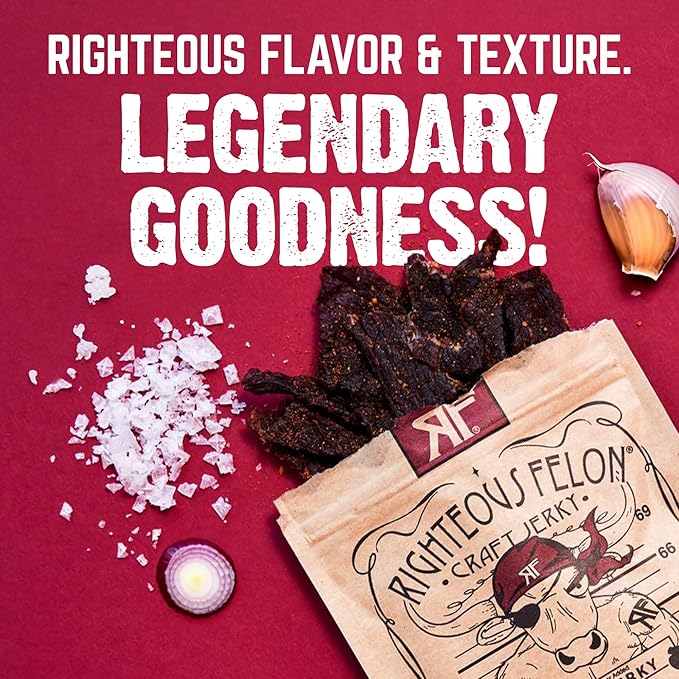 Righteous Felon Beef Jerky & Meat Sticks Variety Pack | Valentines Day Gifts for Men | High Protein, Keto, Low Sugar | Made with Premium Meats | Gluten Free Snack Packs | Whole Shebang 16 Pack