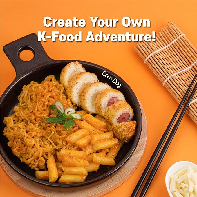 KINIKORA Premium Instant Rabokki Cup - Cheese Flavor, 2 Cups, Korean Ramen & Tteokbokki, Quick and Easy Street Food