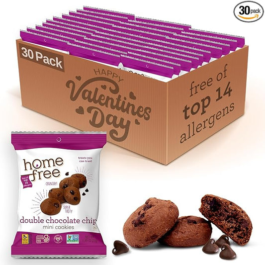 Homefree Treats You Can Trust Gluten Free Mini Cookies, Single Serve, Double Chocolate Chip, 0.95 Ounce (Pack of 30)