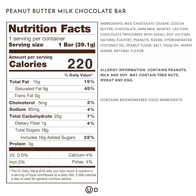 Ethel M Chocolates Premium Milk Chocolate Peanut Butter Filled Bars, Individually Wrapped Chocolate Candy Bars, for Gifting, Holidays & Everyday Indulgence (8 Pieces)