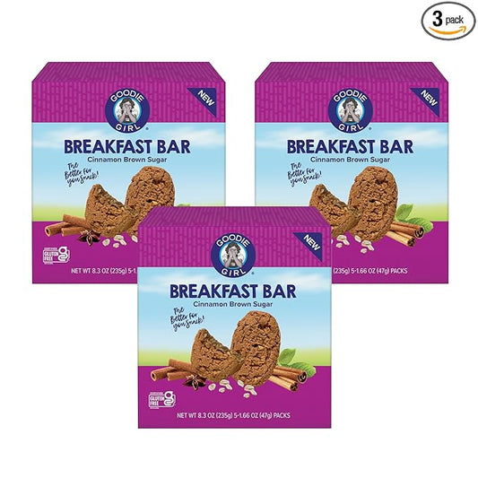 Goodie Girl Soft Breakfast Bar, Cinnamon Brown Sugar | Baked, Chewy, Gluten Free (3 Pack)