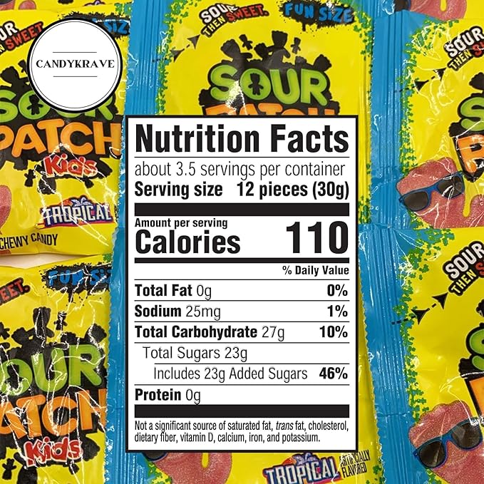 SourPatch Kids Soft & Chewy Candy - Tropical Fruits Flavor - 2 lbs Individually Wrapped Sweet & Sour Candy Pack - Delicious Gummy Treats for Pinata Stuffers, Movie Nights, Birthdays, Pantry & Baby Showers