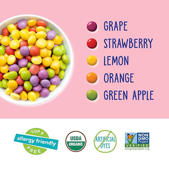 YumEarth Organic Giggles Chewy Candy – Allergy Friendly, No Artificial Dyes, Non GMO, Gluten Free, Fruit Flavored, Vegan Candy Snacks 0.5 oz (Box of 15)