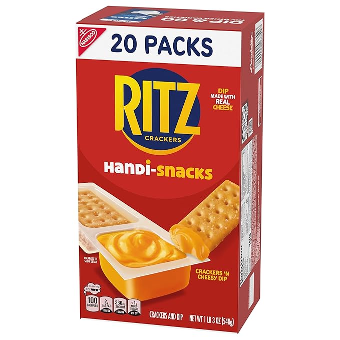 Handi-Snacks RITZ Crackers 'N Cheesy Dip Snack Packs, School Snacks, 20 Snack Packs