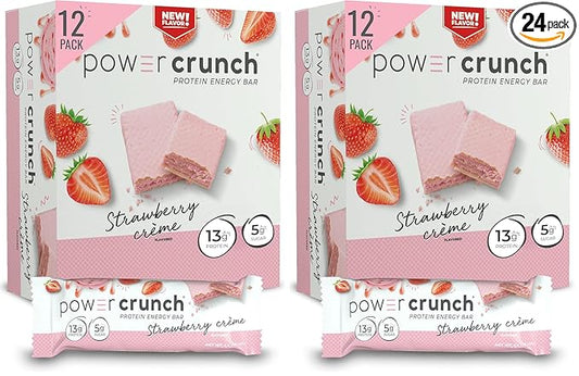 Power Crunch Protein Wafer Bars, High Protein Snacks with Delicious Taste, Strawberry Crème, 1.4 Ounce (12 Count) (Pack of 2)